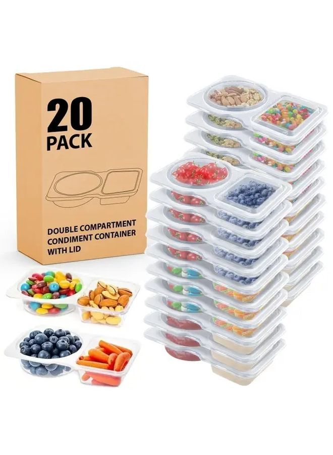 15 Pcs Reusable Leakproof Snack Containers With Lid 2 Compartments Portion Control - Image 1
